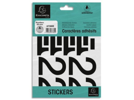 EXACOMPTA Chiffres auto-ashésifs 0-9, 60 mm, noir