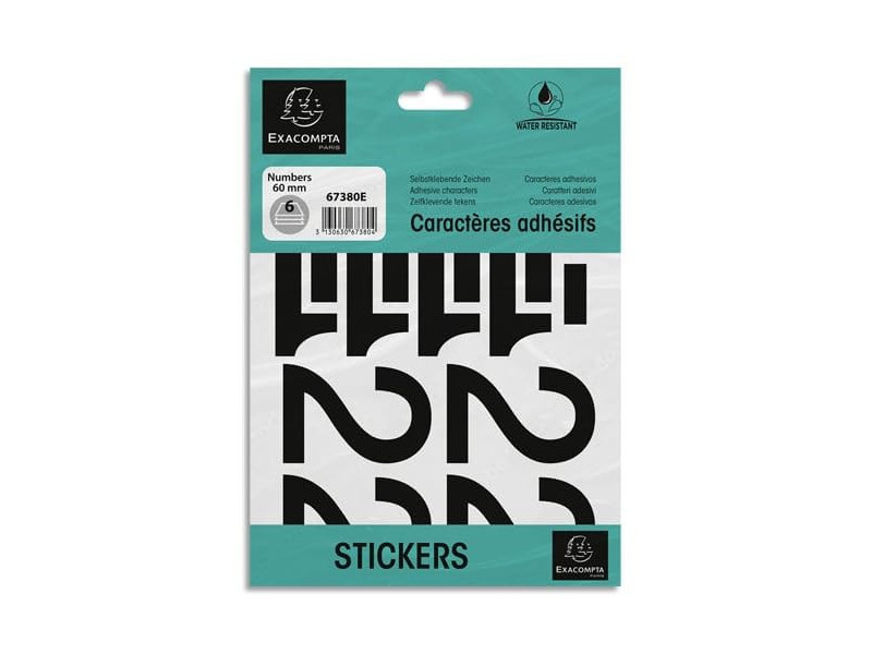 EXACOMPTA Chiffres auto-ashésifs 0-9, 60 mm, noir