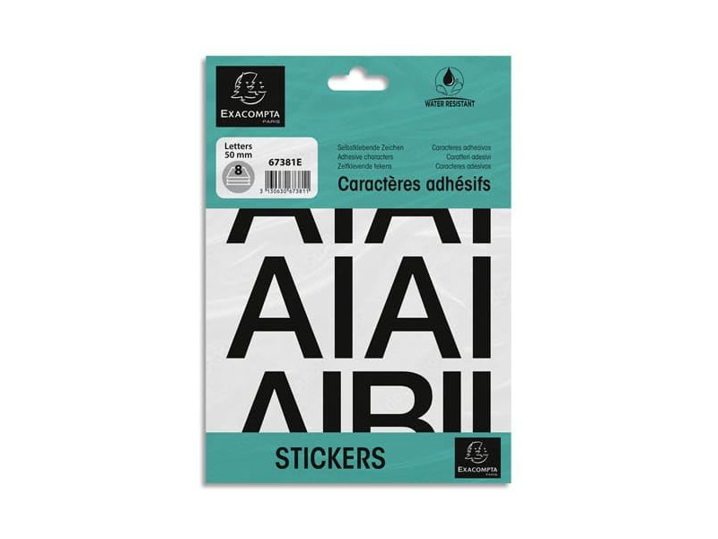 EXACOMPTA Lettres auto-adhésives A-Z, 50 mm, noir