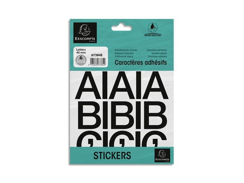 EXACOMPTA Lettres auto-adhésives A-Z, 40 mm, noir