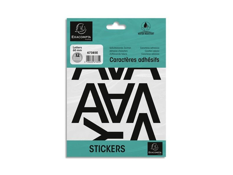 EXACOMPTA Lettres auto-adhésives A-Z, 60 mm, noir