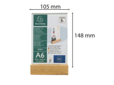 EXACOMPTA Porte-visuel, A6 portrait, socle en bois