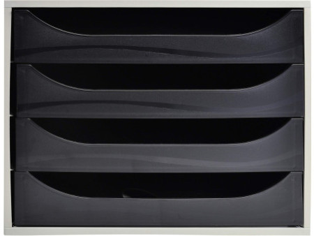 EXACOMPTA Module de classement ECOBOX, 4 tiroirs, noir/gris
