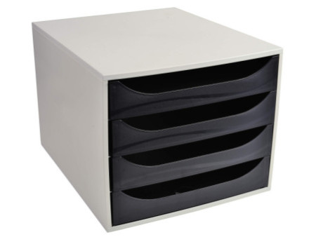EXACOMPTA Module de classement ECOBOX, 4 tiroirs, noir/gris