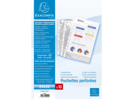 EXACOMPTA Pochette perforée, A4+, PP, transparent lisse