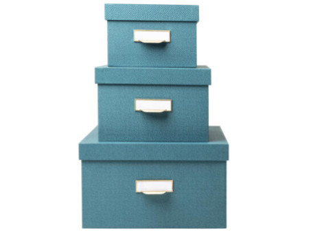 EXACOMPTA Lot de 3 boîtes gigogne Office by Me, bleu canard