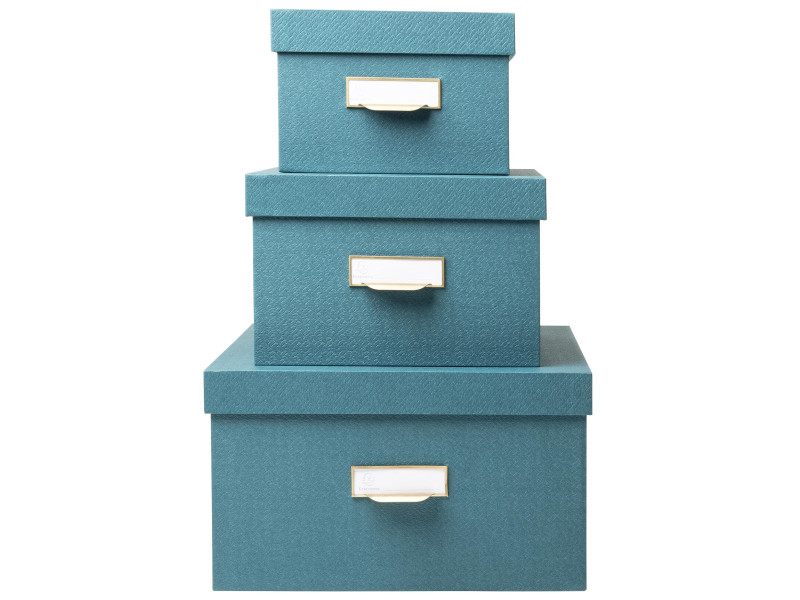 EXACOMPTA Lot de 3 boîtes gigogne Office by Me, bleu canard