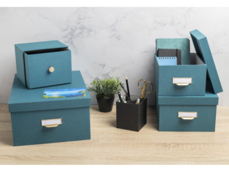 EXACOMPTA Lot de 3 boîtes gigogne Office by Me, bleu canard