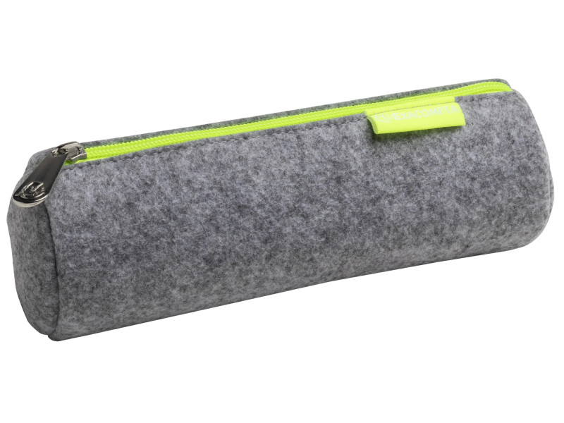 EXACOMPTA Trousse ronde, feutrine, gris / jaune fluo