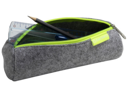 EXACOMPTA Trousse ronde, feutrine, gris / jaune fluo