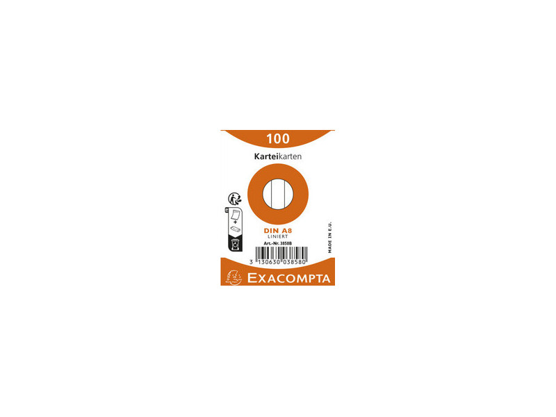 EXACOMPTA Fiches bristol, A8, ligné, assorti