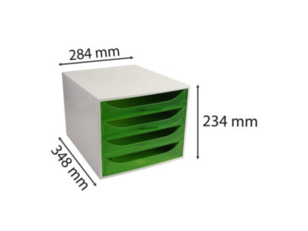 EXACOMPTA Module de classement ECOBOX, 4 tiroirs, vert pomme
