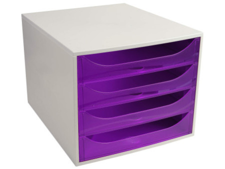 EXACOMPTA Module de classement ECOBOX, 4 tiroirs, violet