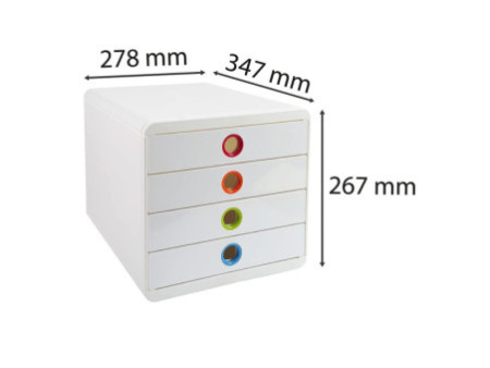 EXACOMPTA Module de classement POP-BOX, 4 tiroirs, blanc/