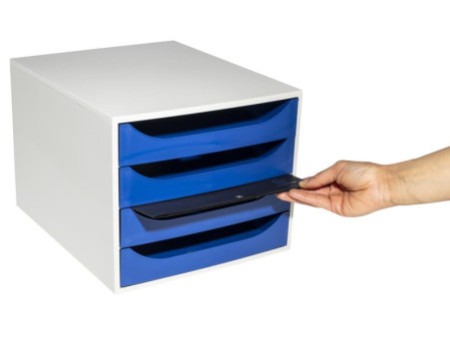 EXACOMPTA Module de classement ECOBOX, 4 tiroirs, bleu nuit