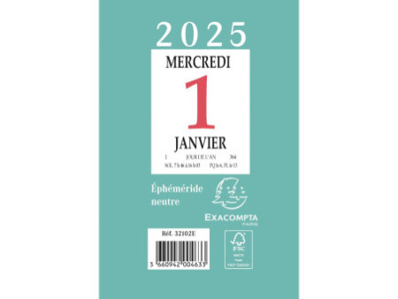 EXACOMPTA Bloc éphémeride neutre, 65 x 97 mm, 2026