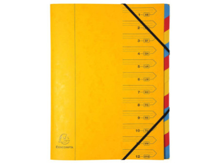 EXACOMPTA Trieur, A4, carton, 12 compartiments, assorti