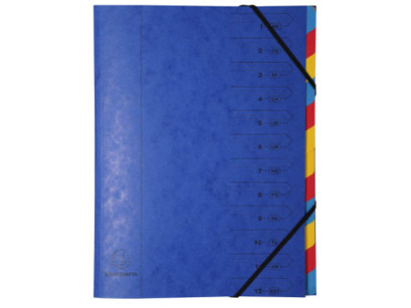 EXACOMPTA Trieur, A4, carton, 12 compartiments, assorti