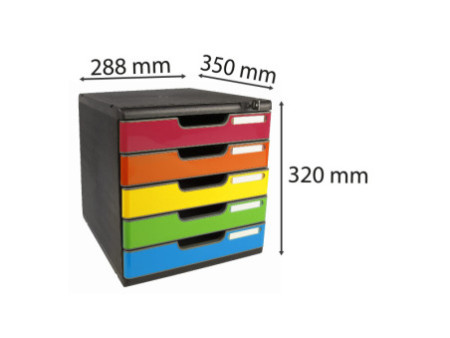 EXACOMPTA Module de classement MODULO A4 5 tiroirs, arlequin