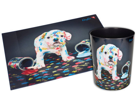 Läufer Corbeille à papier 'chien multicoloré'