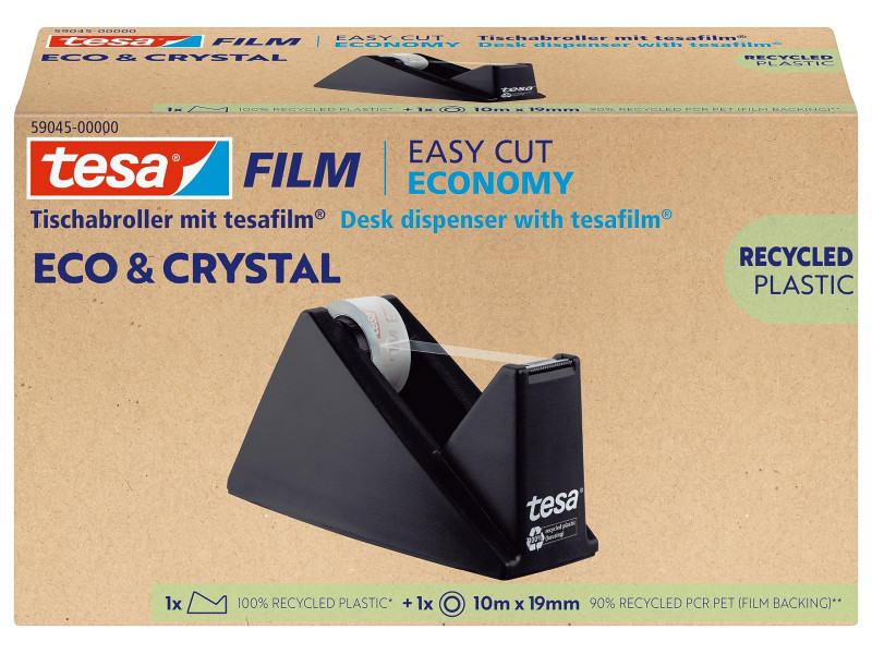 tesa Dévidoir de bureau Easy Cut Economy, équipé, noir
