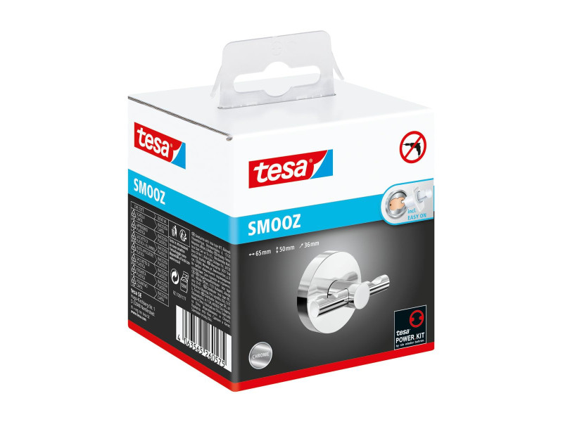 tesa Crochet double pour serviette SMOOZ, chromé