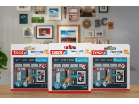 tesa Bande auto-agrippante Powerstrips CLICK, medium, blanc