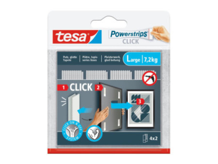 tesa Bande auto-agrippante Powerstrips CLICK, large, blanc