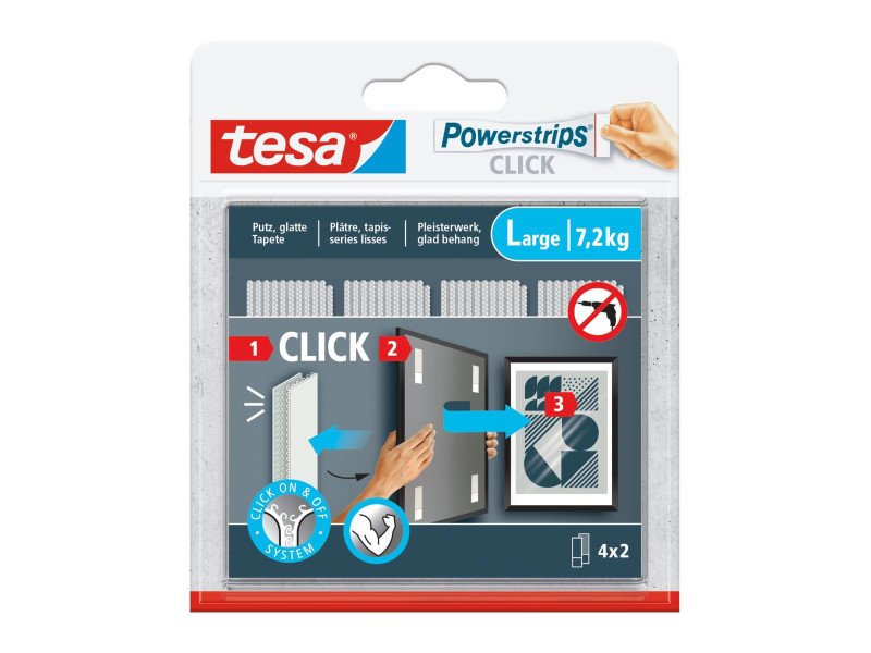 tesa Bande auto-agrippante Powerstrips CLICK, large, blanc