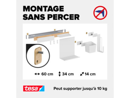 tesa KITCHEN Kit combi L, 8 pièces, blanc