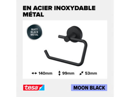 tesa Support rouleau de papier toilette MOON BLACK, noir