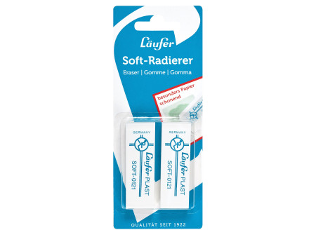 Läufer Gomme en plastique PLAST SOFT, carte blister de 2