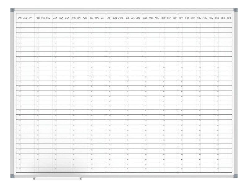 MAUL Tableau de planning annuel, (L)1.200 x (P)900 mm