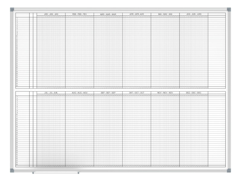 MAUL Tableau de planning annuel, (L)1.200 x (P)900 mm