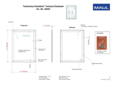 MAUL Cadre pour affiches Standard, A3, cadre en aluminium