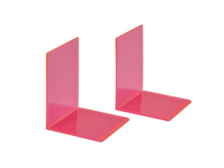 MAUL Serre-livres FLUO, en acrylique, rose translucide
