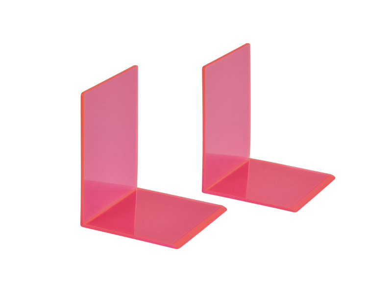 MAUL Serre-livres FLUO, en acrylique, rose translucide
