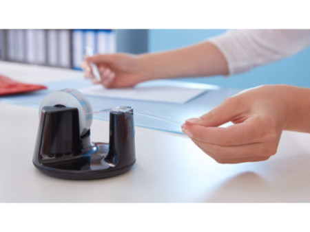 tesa Dévidoir de bureau Easy Cut Compact, équipé, noir