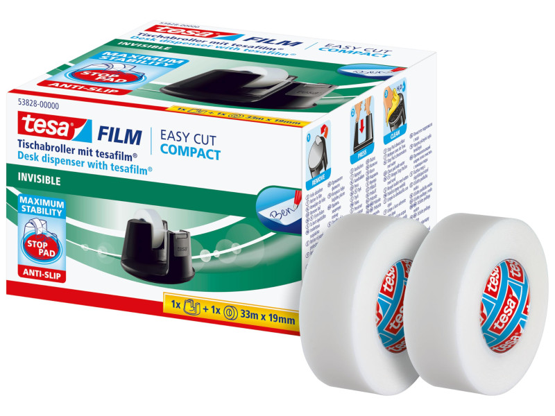 tesa Dévidoir de bureau Easy Cut Compact, pack économique