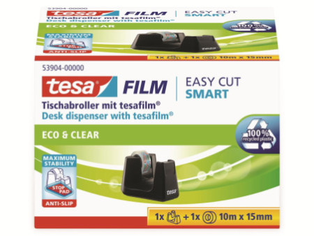 tesa Dévidoir de bureau Smart ecoLogo, équipé, noir