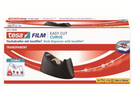 tesa Dévidoir de table Easy Cut Curve, équipé, transparent