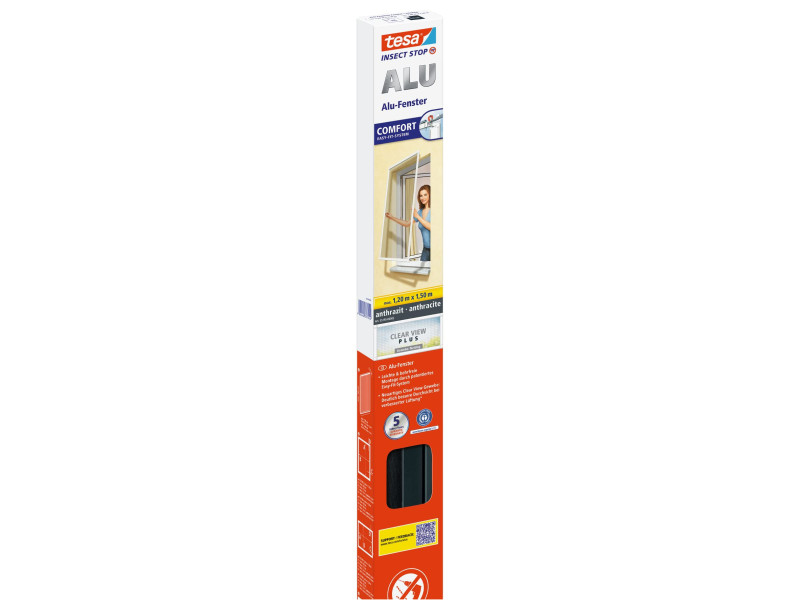 tesa Grille anti-mouche ALU COMFORT fenêtre, 1,20 m x 1,50 m