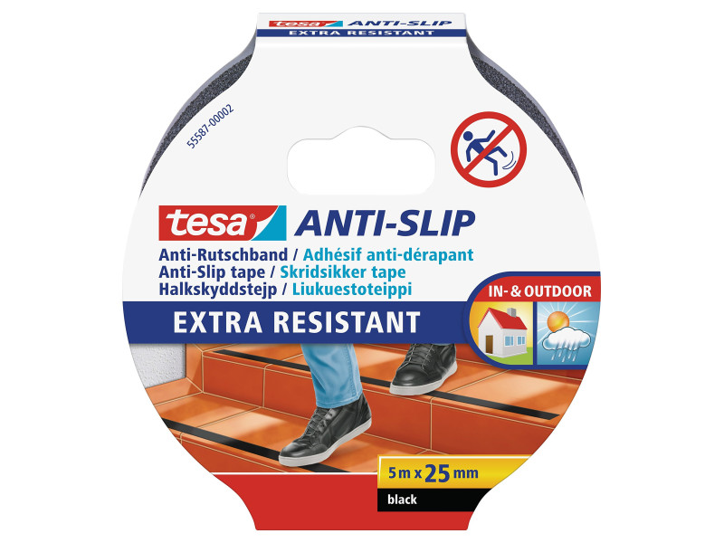 tesa Ruban adhésif anti-dérapant, 25 mm x 5,0 m, noir