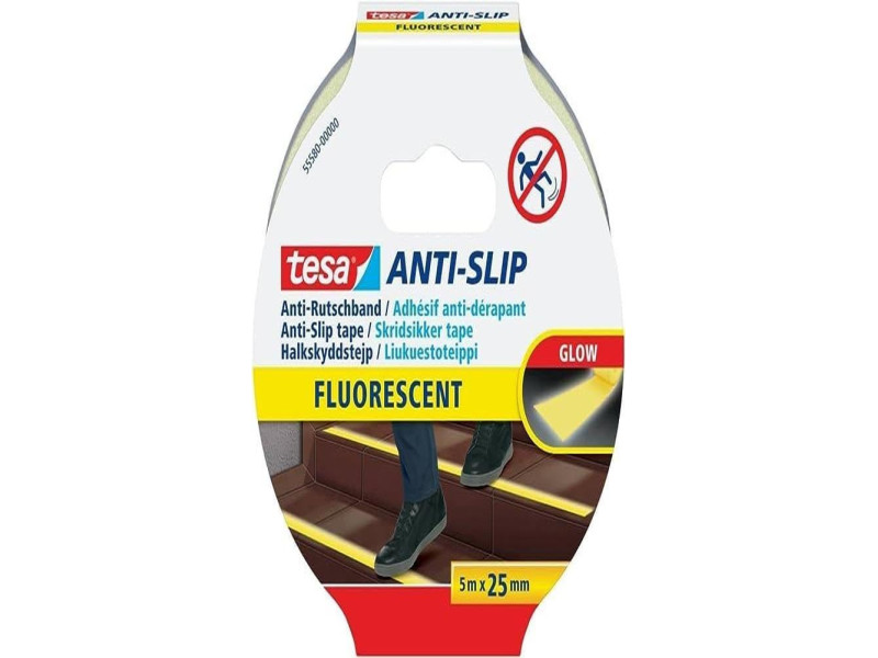 tesa Ruban adhésif anti-dérapant, 25 x 5,0 m, fluorescent