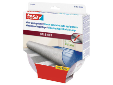 tesa Ruban adhésif pour tapis, auto-agrippant, 50 mm x 25 m