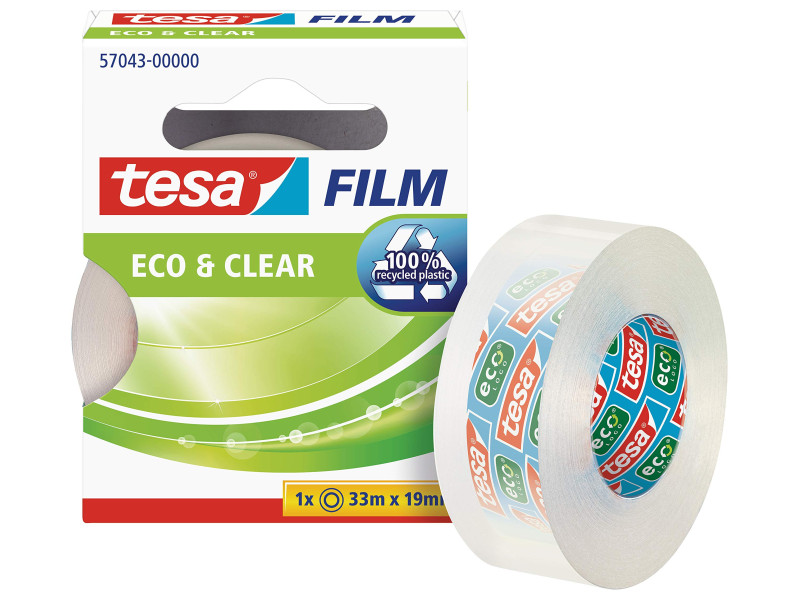 tesa Film Ruban adhésif Eco & Clear, 19 mm x 33m,transparent