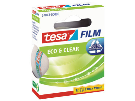 tesa Film Ruban adhésif Eco & Clear, 19 mm x 33m,transparent
