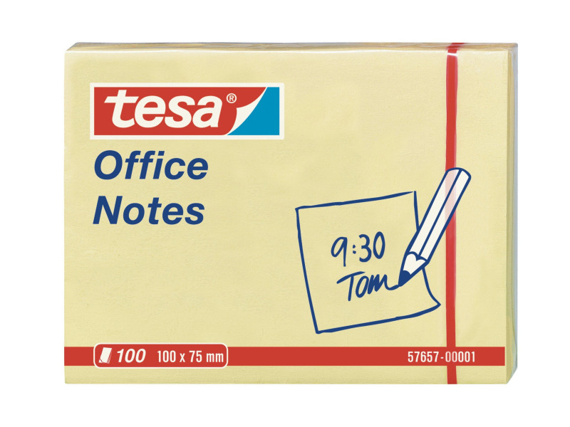 tesa Bloc standard adhésif Office Notes, 100 x 75 mm, jaune