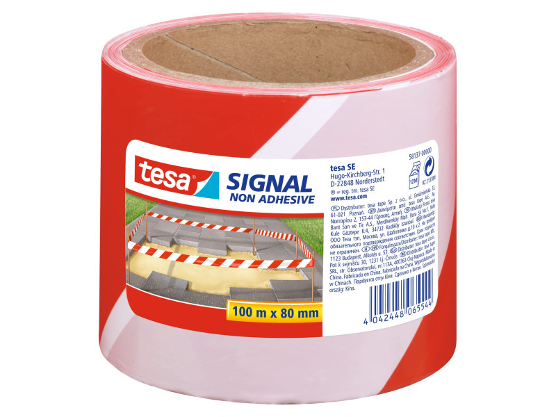 tesa Signal Bande de sécurité, non adhésif, rouge / blanc