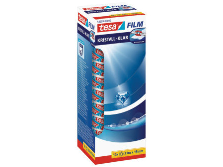 tesa Film Ruban adhésif, pack de 10, 15 mm x 33m,transparent